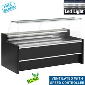 FC25/B5-VR2 (25) Florence Verkaufstheke Umluft mit gerader Glasscheibe 90°, mit Reservefach